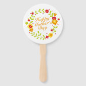 Simple Happy Moederdag Floral Wreath Hand Fan Handwaaier (Voorkant)