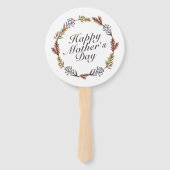 Simple Happy Moederdag Floral Wreath Hand Fan Handwaaier (Voorkant)