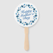 Simple Happy Moederdag Floral Wreath Hand Fan Handwaaier (Voorkant)