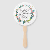 Simple Happy Moederdag Floral Wreath Hand Fan Handwaaier (Achterkant)