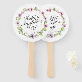 Simple Happy Moederdag Floral Wreath Hand Fan Handwaaier