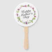 Simple Happy Moederdag Floral Wreath Hand Fan Handwaaier (Voorkant)