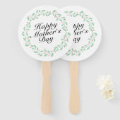 Simple Happy Moederdag Floral Wreath Hand Fan Handwaaier (Voorkant en achterkant)