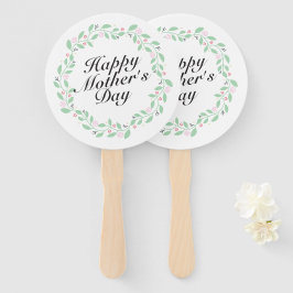 Simple Happy Moederdag Floral Wreath Hand Fan Handwaaier