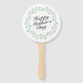 Simple Happy Moederdag Floral Wreath Hand Fan Handwaaier (Voorkant)