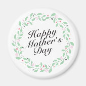 Simple Happy Moederdag Floral Wreath Magnet (Voorkant)