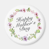 Simple Happy Moederdag Floral Wreath Magnet (Voorkant)