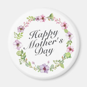 Simple Happy Moederdag Floral Wreath Magnet