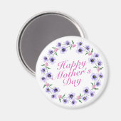 Simple Happy Moederdag Floral Wreath Magnet (Voorkant / Achterkant)