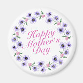 Simple Happy Moederdag Floral Wreath Magnet (Voorkant)