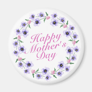 Simple Happy Moederdag Floral Wreath Magnet