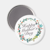 Simple Happy Moederdag Floral Wreath Magnet (Voorkant / Achterkant)