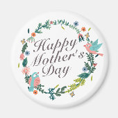 Simple Happy Moederdag Floral Wreath Magnet (Voorkant)