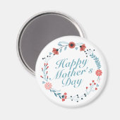 Simple Happy Moederdag Floral Wreath Magnet (Voorkant / Achterkant)