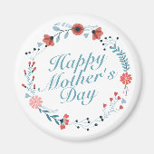Simple Happy Moederdag Floral Wreath Magnet (Voorkant)