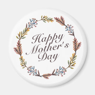 Simple Happy Moederdag Floral Wreath Magnet