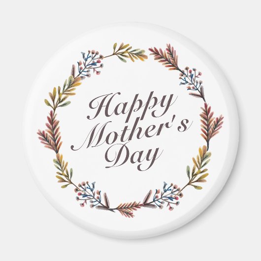 Simple Happy Moederdag Floral Wreath Magnet (Voorkant)