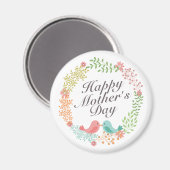 Simple Happy Moederdag Floral Wreath Magnet (Voorkant / Achterkant)