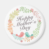 Simple Happy Moederdag Floral Wreath Magnet (Voorkant)