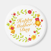 Simple Happy Moederdag Floral Wreath Magnet (Voorkant)