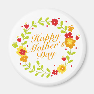 Simple Happy Moederdag Floral Wreath Magnet