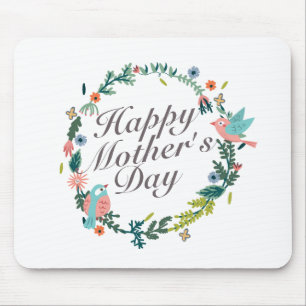 Simple Happy Moederdag Floral Wreath Mousepad Muismat