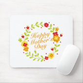 Simple Happy Moederdag Floral Wreath Mousepad Muismat (Met muis)