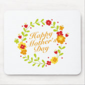 Simple Happy Moederdag Floral Wreath Mousepad Muismat (Voorkant)