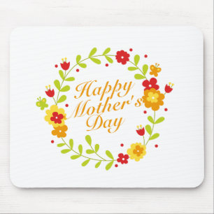 Simple Happy Moederdag Floral Wreath Mousepad Muismat