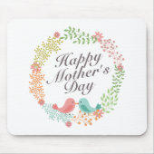 Simple Happy Moederdag Floral Wreath Mousepad Muismat (Voorkant)