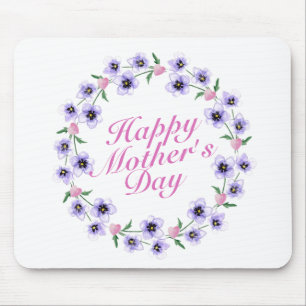 Simple Happy Moederdag Floral Wreath Mousepad Muismat