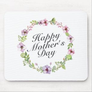 Simple Happy Moederdag Floral Wreath Mousepad Muismat