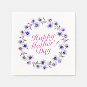 Simple Happy Moederdag Floral Wreath Napkin Servet