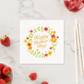 Simple Happy Moederdag Floral Wreath Napkin Servetten (Insitu)