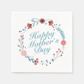 Simple Happy Moederdag Floral Wreath Napkin Servetten (Voorkant)
