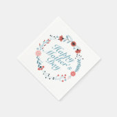 Simple Happy Moederdag Floral Wreath Napkin Servetten (Hoek)
