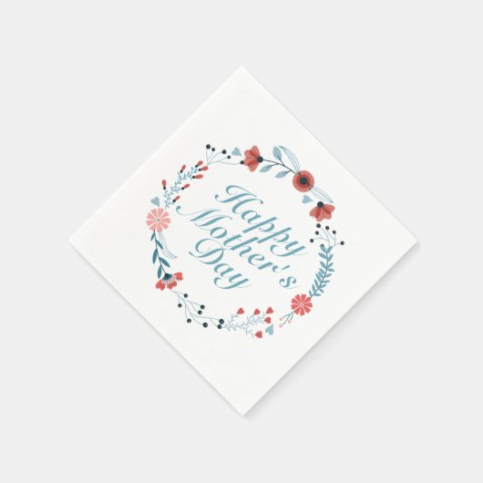 Simple Happy Moederdag Floral Wreath Napkin Servetten (Hoek)