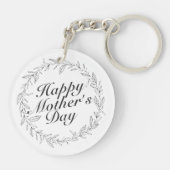 Simple Happy Moederdag Floral Wreath Sleutelhanger (Achterkant)