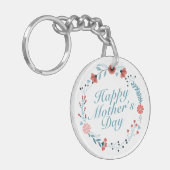 Simple Happy Moederdag Floral Wreath Sleutelhanger (Voorkant Links)