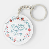 Simple Happy Moederdag Floral Wreath Sleutelhanger (Achterkant)