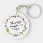 Simple Happy Moederdag Floral Wreath Sleutelhanger (Achterkant)