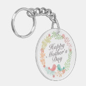 Simple Happy Moederdag Floral Wreath Sleutelhanger (Voorkant Links)