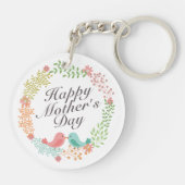 Simple Happy Moederdag Floral Wreath Sleutelhanger (Achterkant)