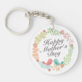 Simple Happy Moederdag Floral Wreath Sleutelhanger (Voorkant)