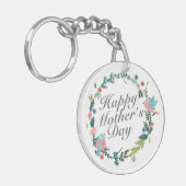 Simple Happy Moederdag Floral Wreath Sleutelhanger (Voorkant Links)