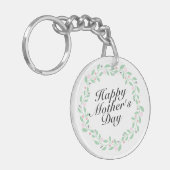 Simple Happy Moederdag Floral Wreath Sleutelhanger (Voorkant Links)