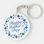 Simple Happy Moederdag Floral Wreath Sleutelhanger (Achterkant)