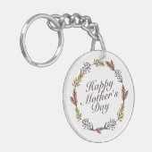 Simple Happy Moederdag Floral Wreath Sleutelhanger (Voorkant Links)
