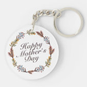 Simple Happy Moederdag Floral Wreath Sleutelhanger (Achterkant)