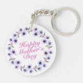 Simple Happy Moederdag Floral Wreath Sleutelhanger (Achterkant)